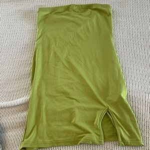 Green Tube Skirt with Slit